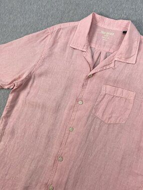 Todd Snyder Camp Collar Shirt Mens M Light Salmon Pink Somelos Portuguese Linen